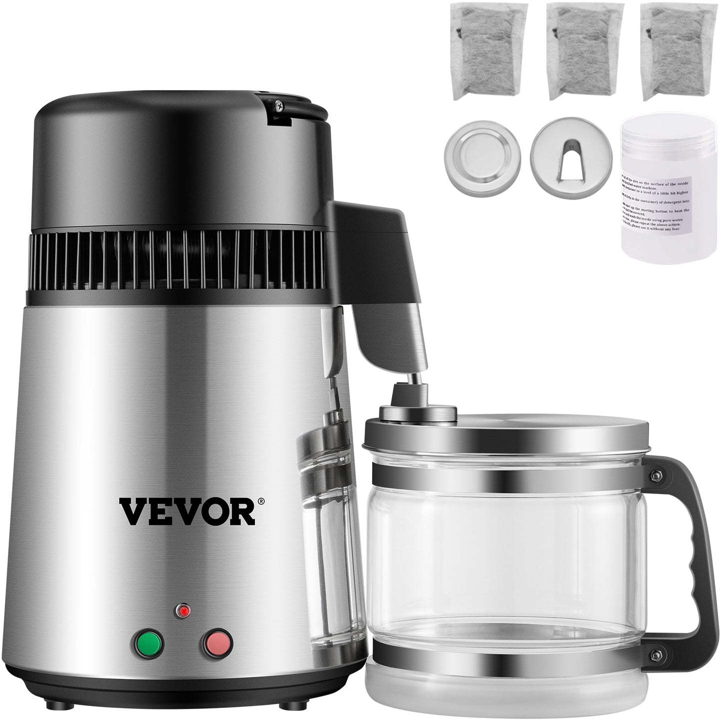 VEVOR 4L Water Filter 304 Stainless Steel Home Water Bottle Drinking Distiller Machine Electric Dental Distillation Purifier