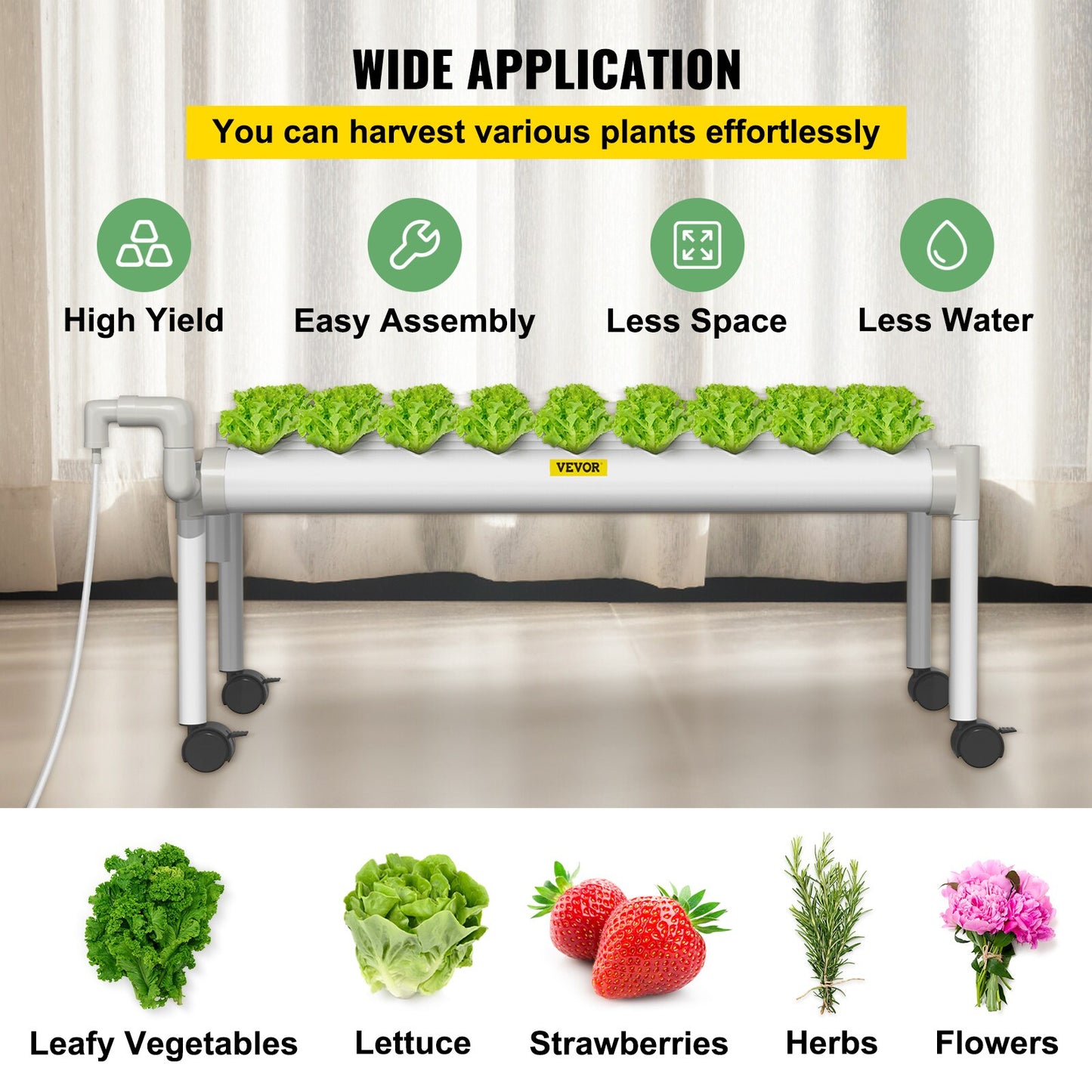 VEVOR Hydroponic Grow Kit Hydroponics System 36/54/72/90/108 Sites 1/2/3/4 Layers 4/6/8/10/12 Pipes Vegetables Lawn &amp; Garden