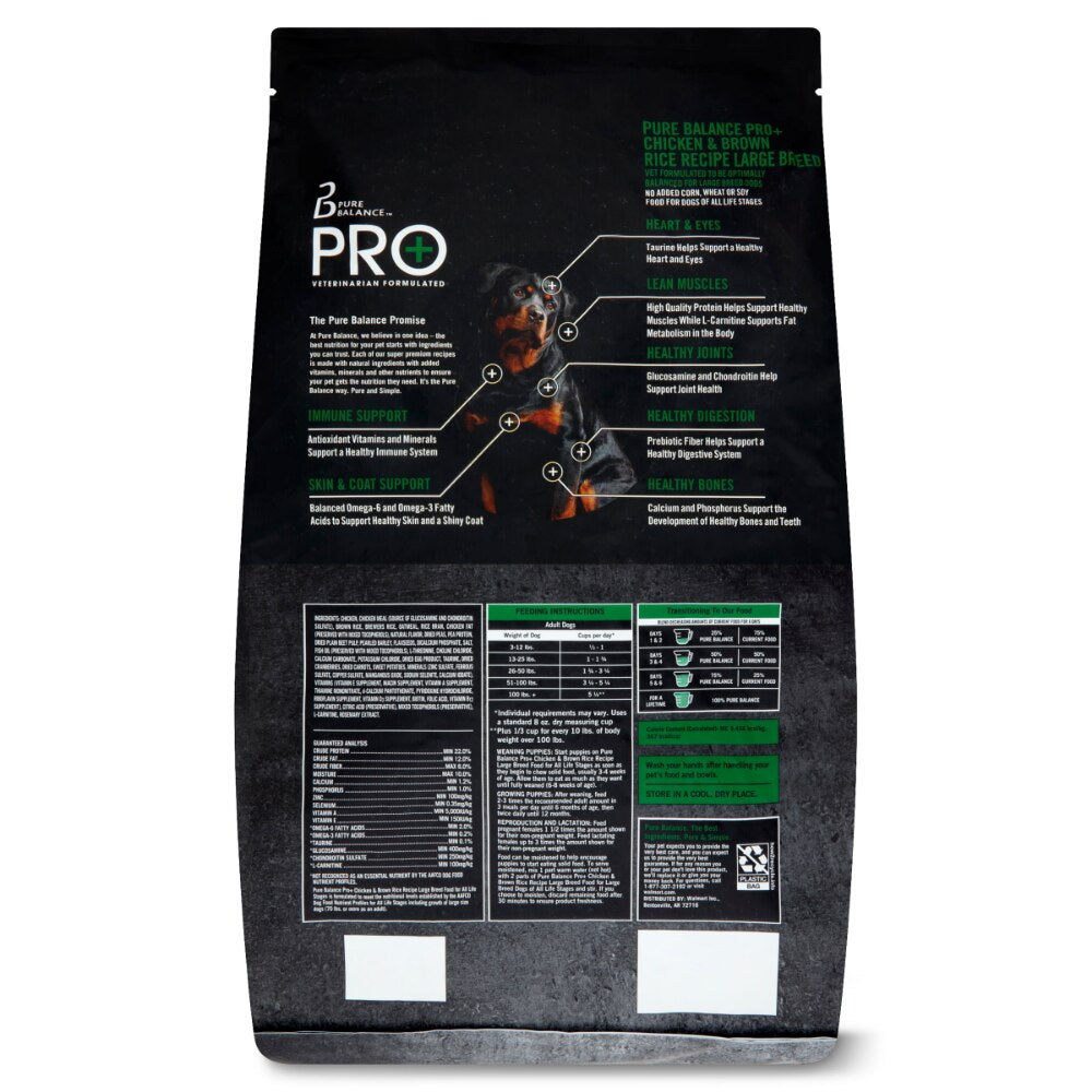 Pure Balance Pro+ Large Breed Chicken &amp; Brown Rice Recipe Dry Dog Food, 30 lbs