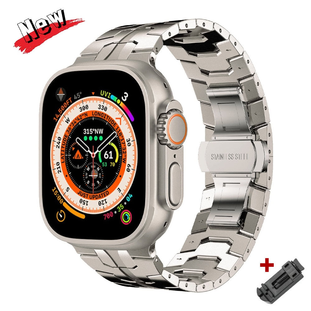 Luxury Stainless Steel Strap For Apple watch band 8 7 SE/6/5/4/3/2 38 42mm For iWatch 7 8 41mm 45mm Ultra 49mm Business Bracelet