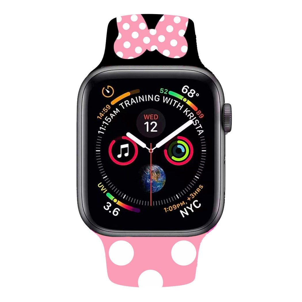 Cartoon Printing Bracelet for Apple Watch Band 44 40 41 45 38 42MM Belt for iWatch Series 7 6 SE 5 4 2 Girls Silicone Cute Strap