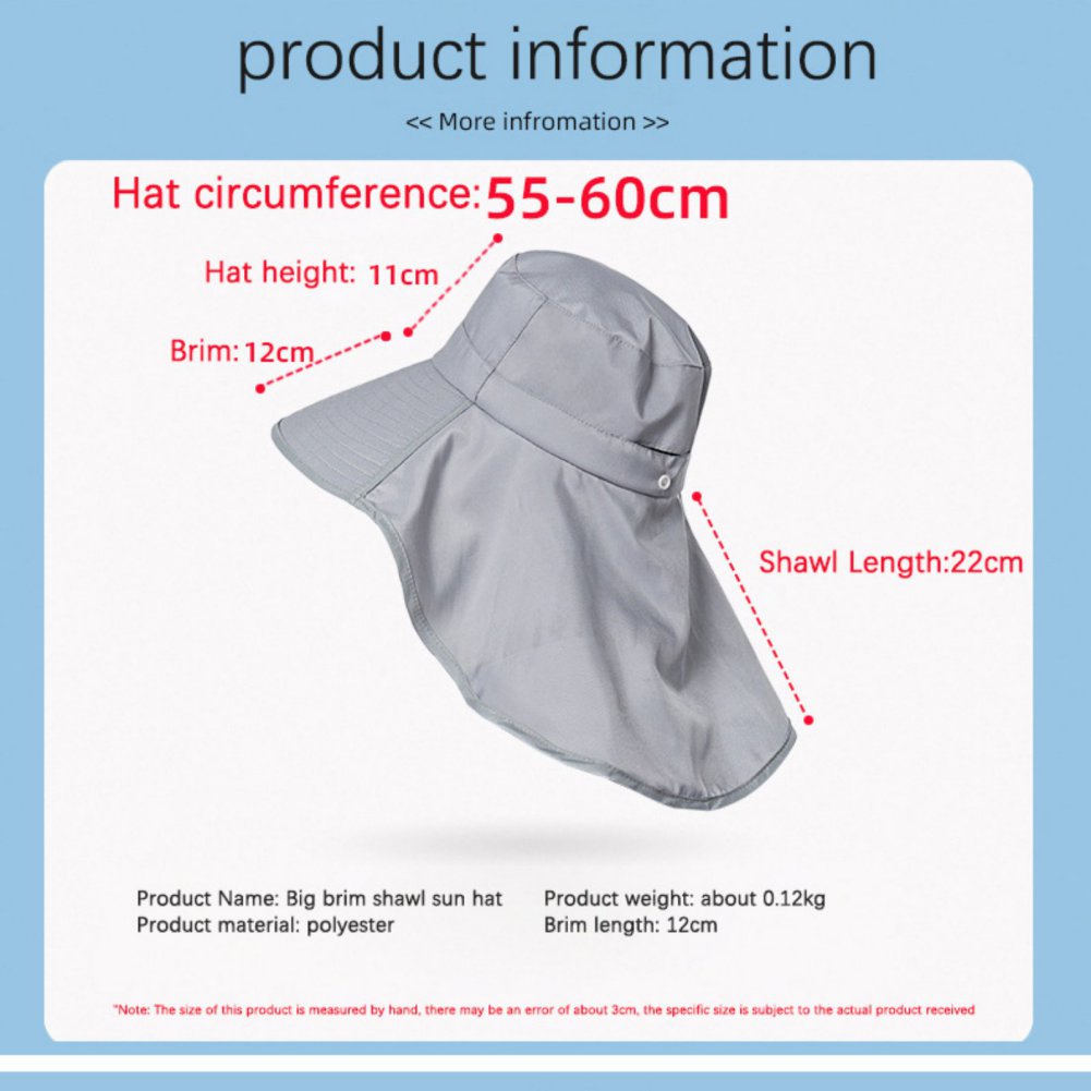 Outdoor Fishing Bucket Hat Sun Protection Shawl Adjustable Chin Strap For Hiking Garden Beach