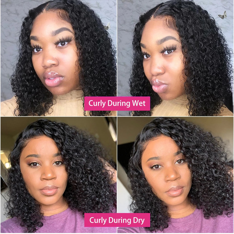 Brazilian 13x4 Lace Front Bob Wigs Pre Plucked Baby Hair Deep Wave Short Water Wave Curly 4X4 Bob Wig Human Hair Wigs For Women