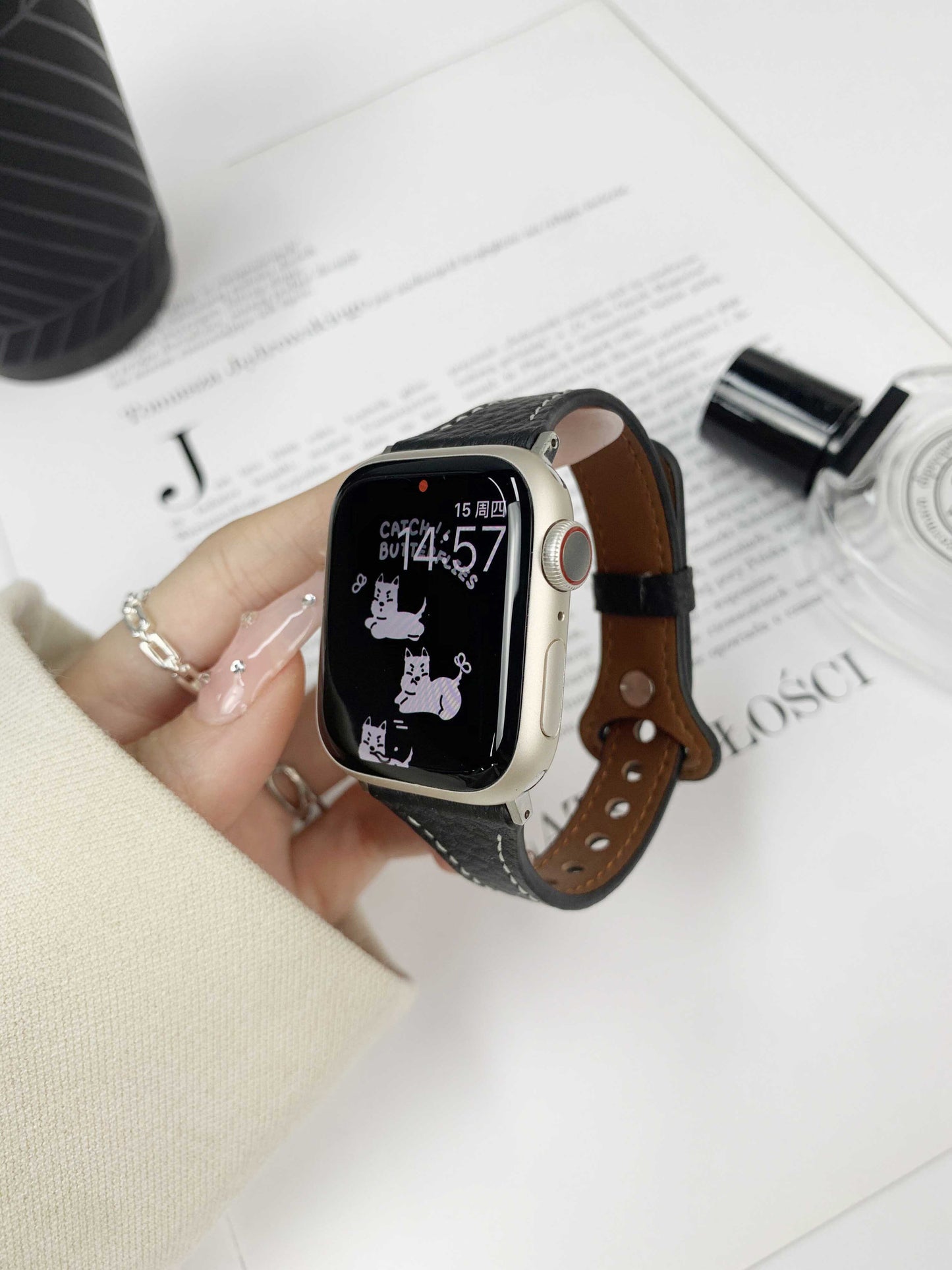 Genuine Leather Strap For Apple Watch Series 8 7 41mm 40mm Women Band For iWatch Ultra 49mm 6 5 4 3 2 se 38mm 42 44 45mm Correa