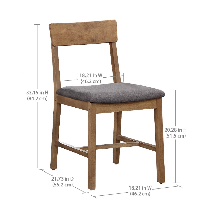 Mainstays Wood Dining Chair 4 Pack, Walnut Color, Grey Fabric Upholstered Seat Pad, Include 4 Chairs