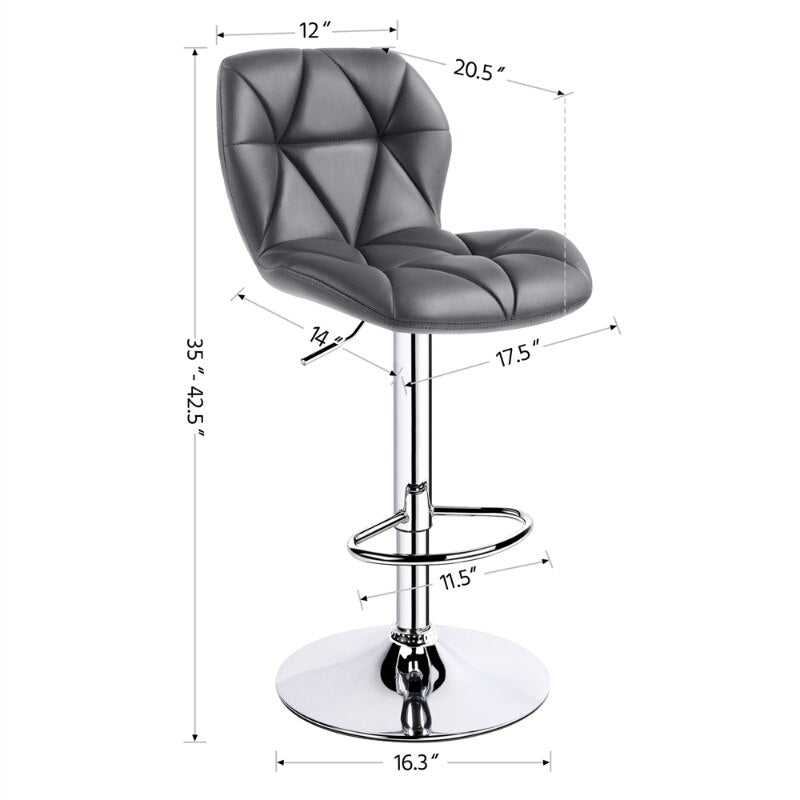 Alden Design 2PCS Modern Adjustable Faux Leather Swivel Bar Stool