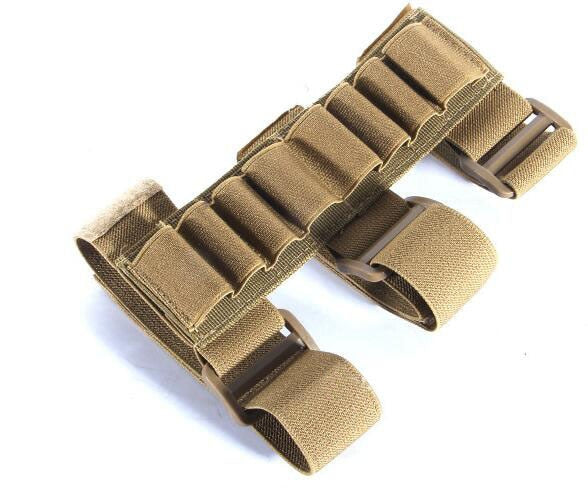 Military Tactical 8 Rounds Cartridge Rifle Buttstock Ammo Shell Carrier 12/20 Gauge Shotshell Holder Arm Pouch Hunting Mag Bag