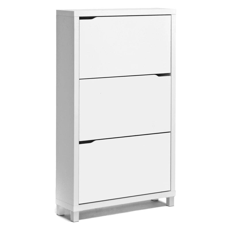 Baxton Studio Simms 3 Storage White Modern Shoe Cabinet storage cabinet  shoe rack