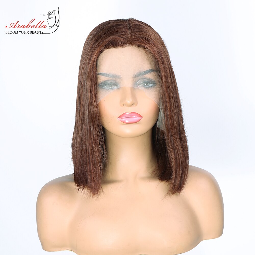 Brown Hair Bob Wig 4x4 Transparent Lace Wig 100% Human Hair Wigs Bleahced Knots Arabella Remy Human Hair T Part Lace Wig