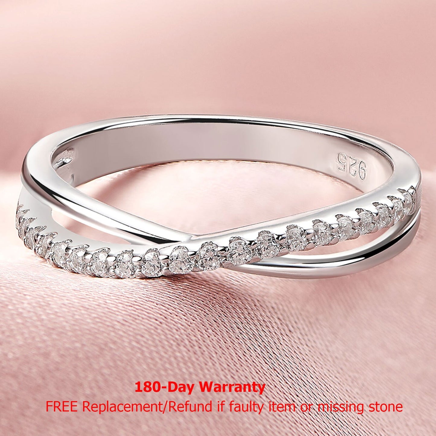 Newshe 925 Sterling Silver New Trend Stacking Infinity Wedding Ring for Women Brilliant Cubic Zircon Fine Jewelry Gift Souvenir