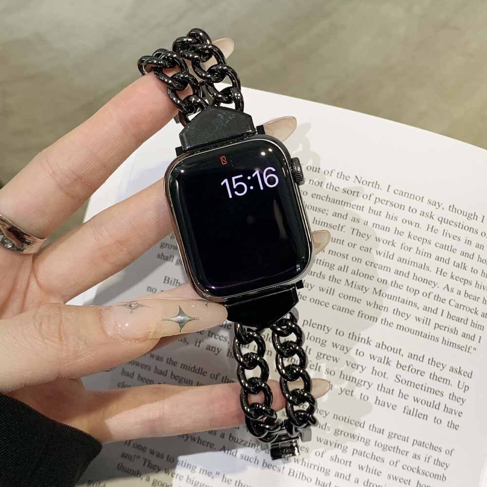 Stainless Steel Women Bracelet For Apple Watch 8 7 41mm 45mm Band 6 5 4 3 se 38 40mm Chain Strap For iWatch Ultra 49mm 42mm 44mm