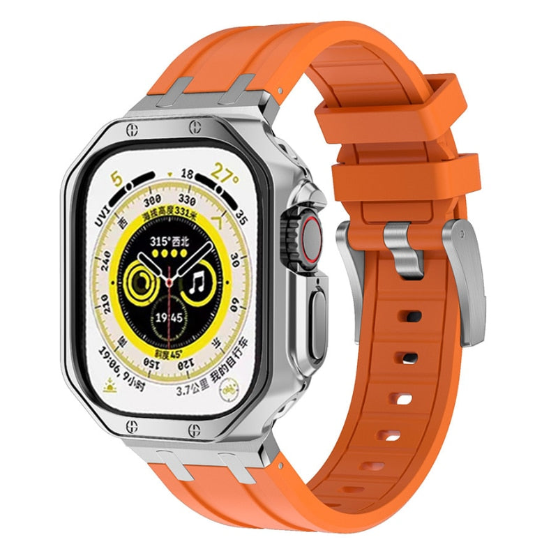 Silicone Band TPU Case for Apple Watch Ultra 49mm 8 7 45mm 6 5 se 4 41 42 44mm Cover Sports Watchband for iWatch Series 38 40mm