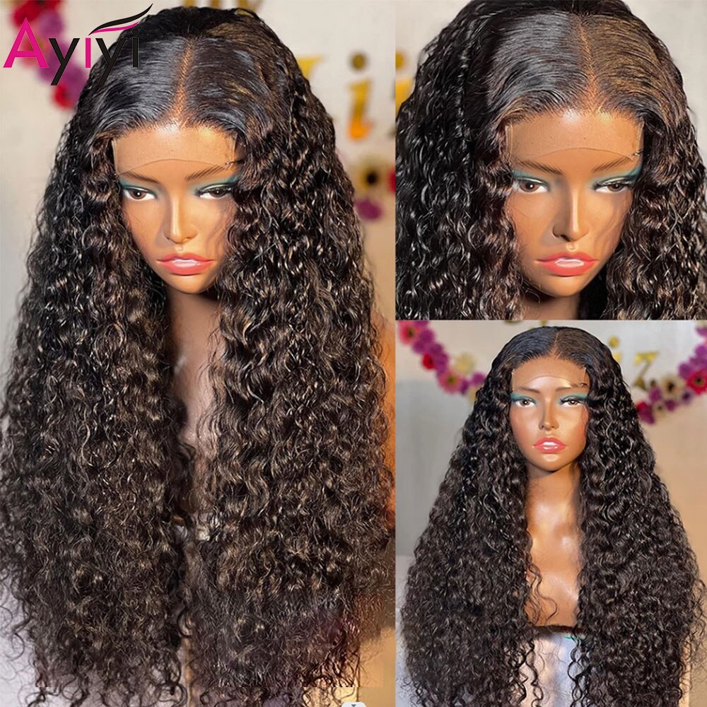 Jerry Curly Human Hair Wig Transparent Lace 4X4 Lace Closure Wigs For Women Pre Plucked Deep Kinky Curly Human Hair Wigs 180%