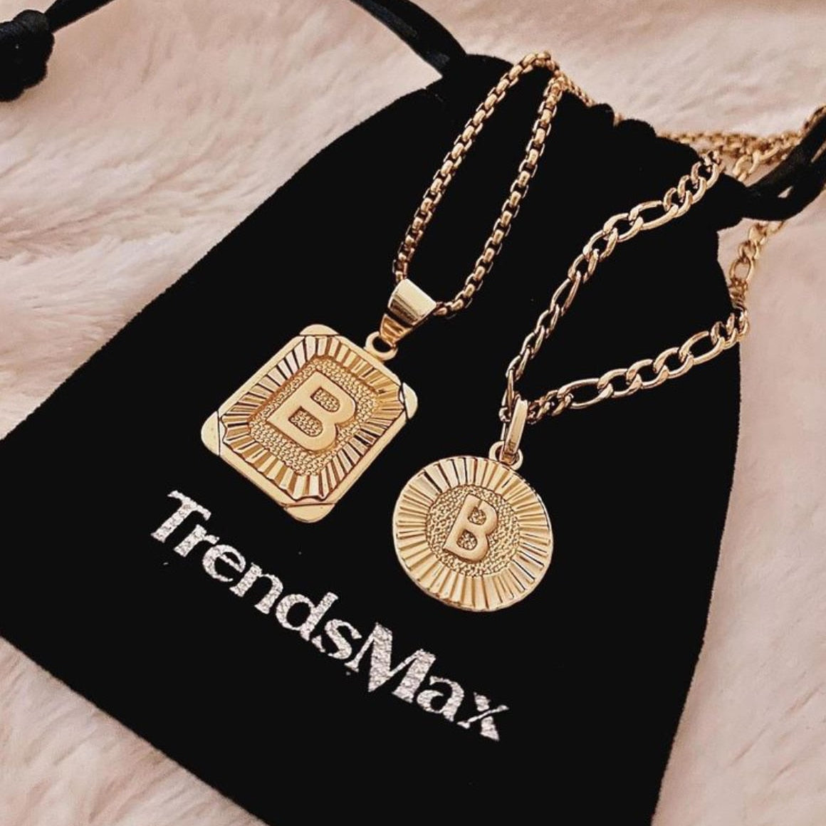 Initial Name Necklaces for Women Men Gold Color  26 Letters Pendant Box Chain Best Friend Personal Jewelry Dropshipping