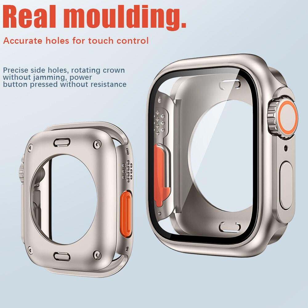 360 Full Protector Change To Ultra Case for Apple Watch 45mm 44mm 8 7 6 SE 5 4 1:1 Appearance Protective Film Rubber Bracelet