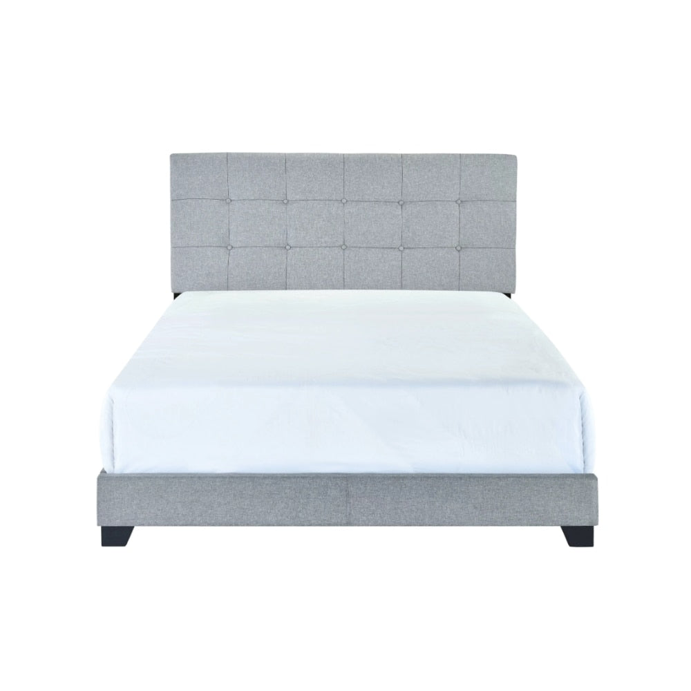 Crown Mark Florence Gray Upholstered Panel Bed, Bedroom, Durable and Strong,Gray