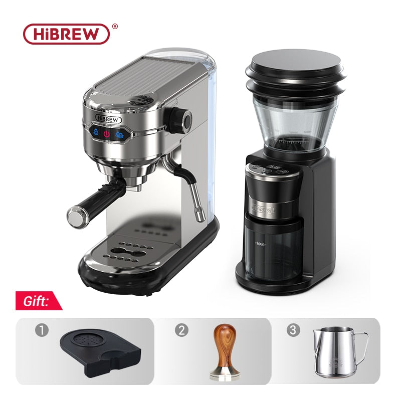 HiBREW Coffee Maker Cafetera 19 Bar Inox Semi Automatic Super Slim ESE POD&amp; Powder Espresso Cappuccino Machine Hot Water H11