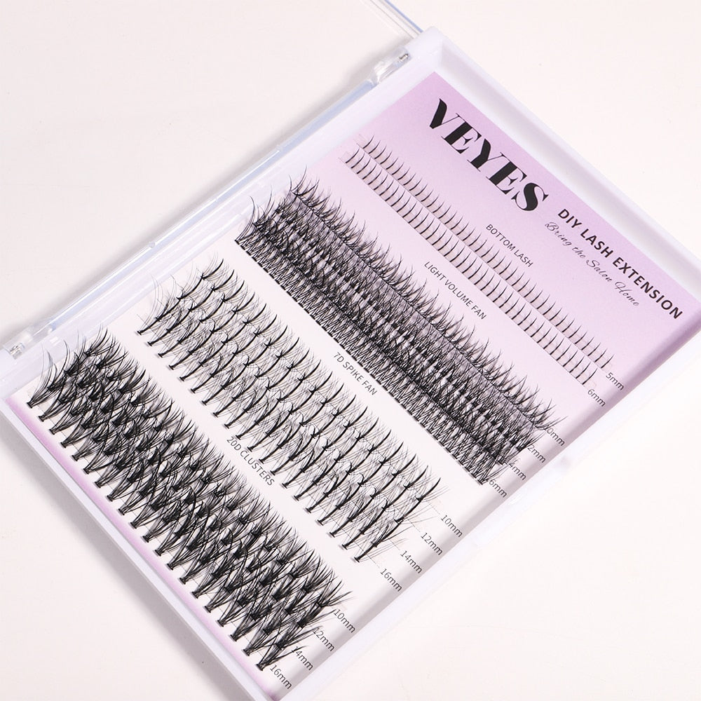 Veyes Inc DIY Eyelash Extension Veyelash Lower Lashes Spikes Eyelash 20D Fish Tail Cluster Eyelash Heat Bonded Cluster Lashes