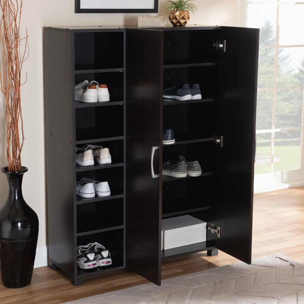 2 Door Entryway Shoe Storage Cabinet with Open Shelves,Strong and Durable,12.60 X 34.60 X 49.20 Inches