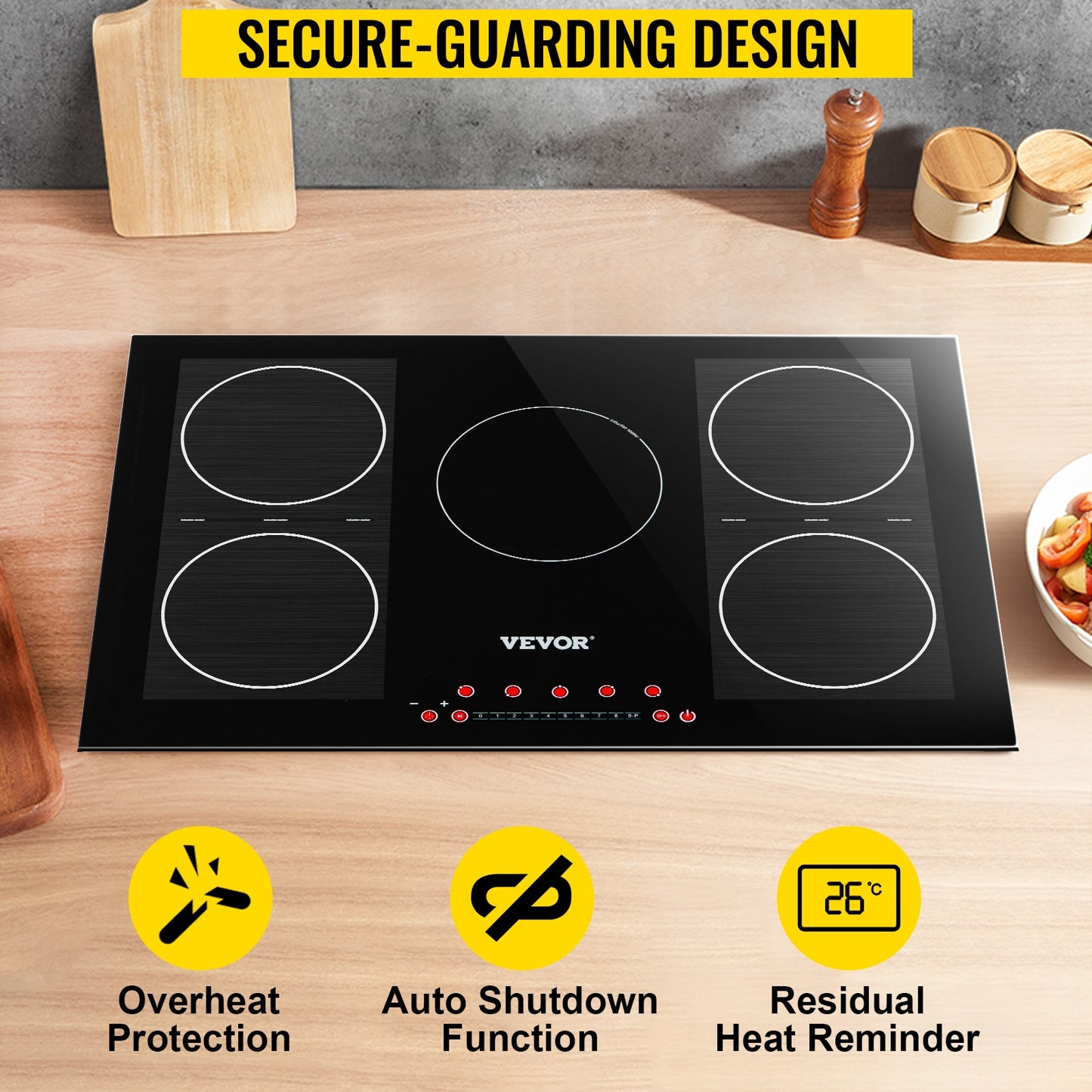 VEVOR 2/4/5 Burners Electric Induction Cooktop Stove Hob Built-in Burner Cooker Sensor Touch Control Magnetic Cooker Hot Plate