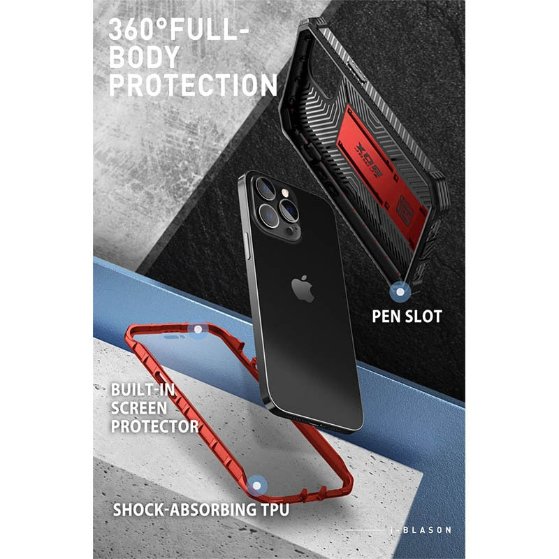 I-BLASON For iPhone 14 Pro Max Case 6.7" Armorbox Full-Body Dual Layer Rugged Holster Bumper Case with Built-in Screen Protector