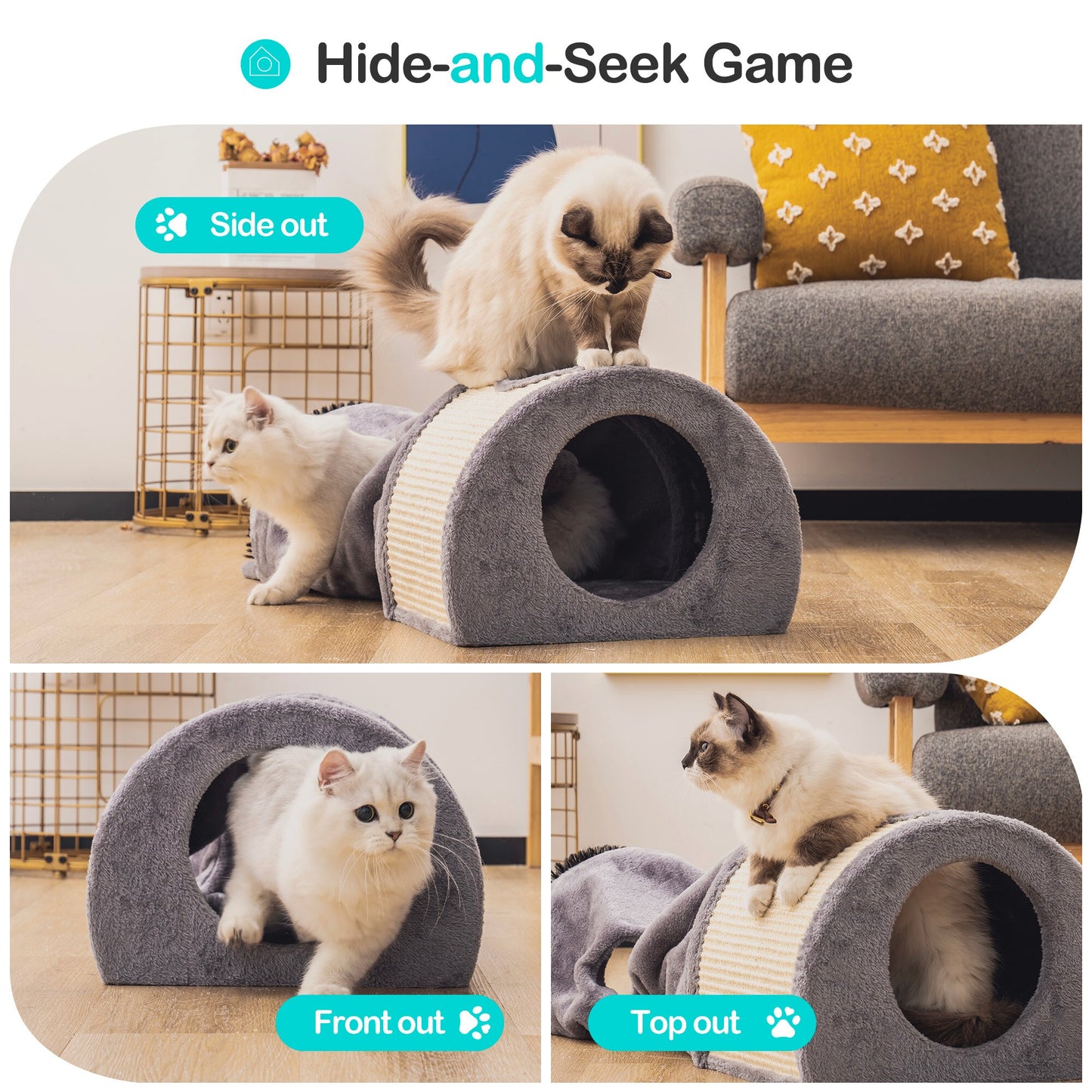 Mewoofun Cat Tunnel Cat Bed Toys Soft Comfortable Multifunction Groomer Massage Sturdy Sisal Carpet Support US Dropshipping