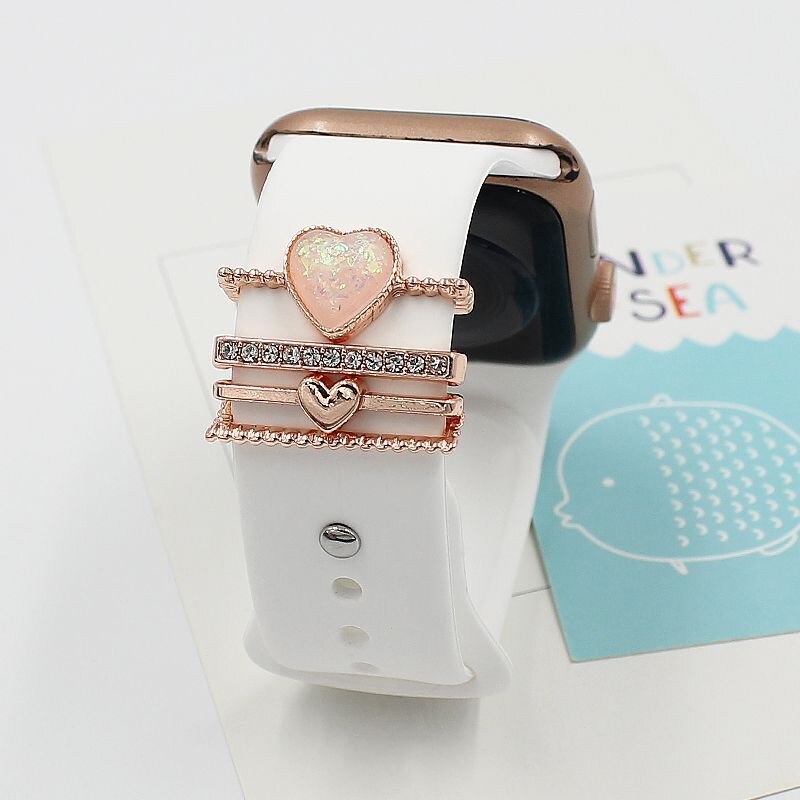 Diamond Ring For Apple Watch 7 6 5 4 41/45mm 40/44mm Women Gem Ornament For iWatch 3 2 38/42mm Stainless Steel Metal Accessories