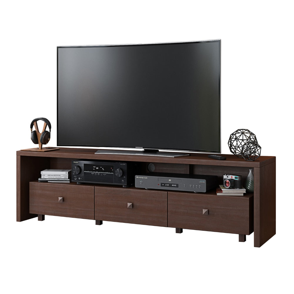 34810574 Elegant Modern TV Stand for TVs Up To 75&quot; with Storage, Wood-like Finish, Hickory Brown，70.75 X 15.25 X 20.00 Inches