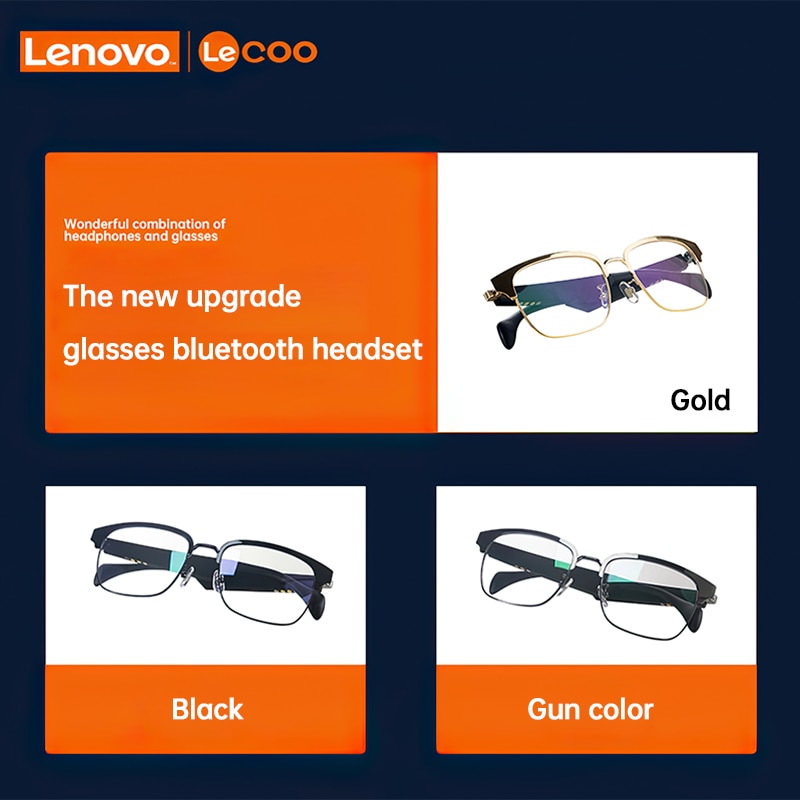 Lenovo Lecoo C9 HIFI Smart Glasses Headset Wireless Bluetooth 5.0 Sunglasses Outdoor Sport earphones Calling Music Eyeglasses