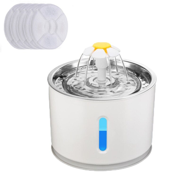 Automatic Pet Water Fountain 2.4l Dogs Cats And Rabbits Drink Water God Round Bowl With Led Light Safety And Silent Pet Supplies