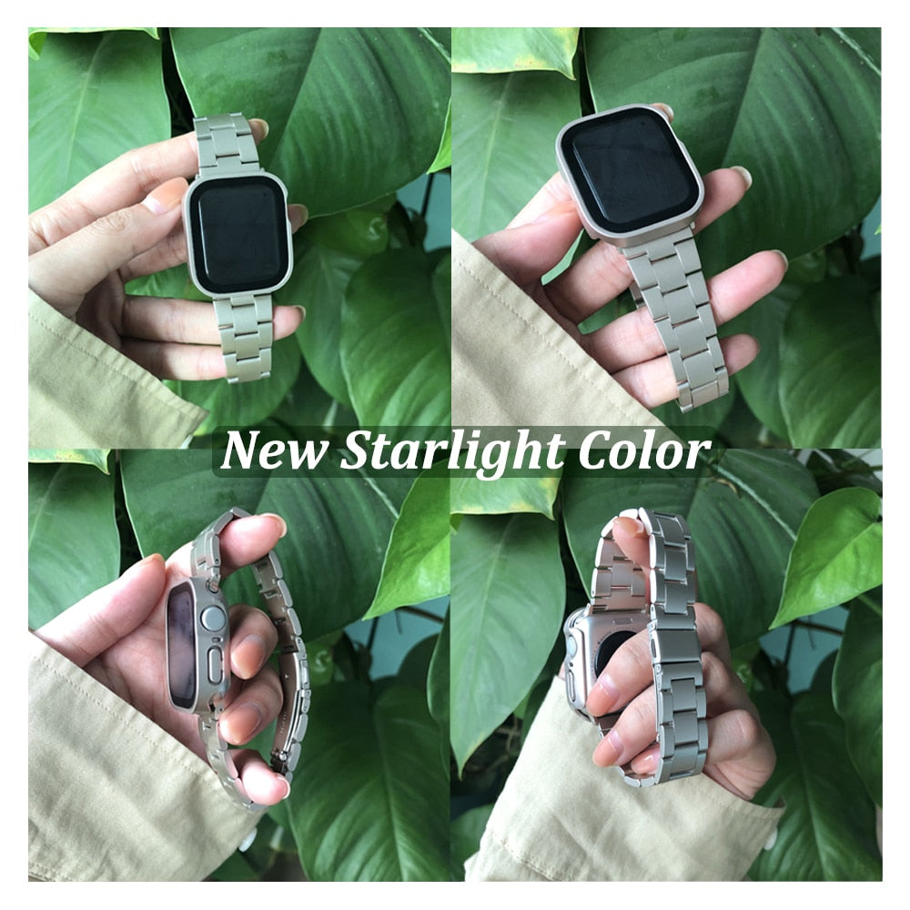 Women Stainless Steel Slim Bracelet For Apple watch 8 Ultra 49mm Band 40mm 38 42 41 45mm for iWatch SE/6/5 7 Luxury Metal Strap