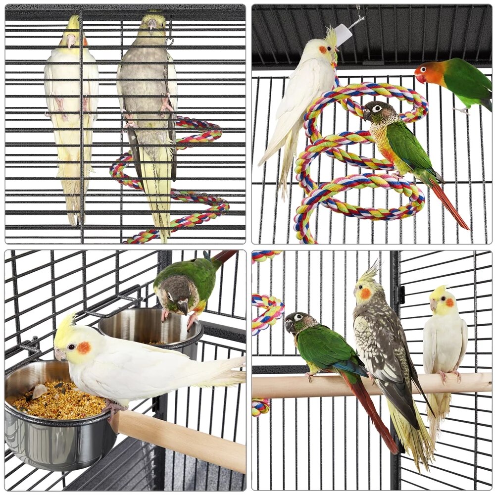 61.5inch Rolling Metal Bird Cage for Cockatiel Lovebird, Durable, Sturdy,Heavy-Duty,Safe,42.3 Lb