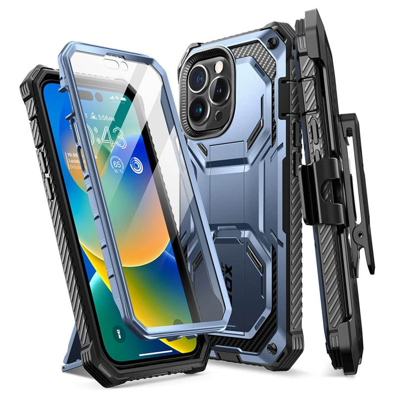 I-BLASON For iPhone 14 Pro Max Case 6.7" Armorbox Full-Body Dual Layer Rugged Holster Bumper Case with Built-in Screen Protector