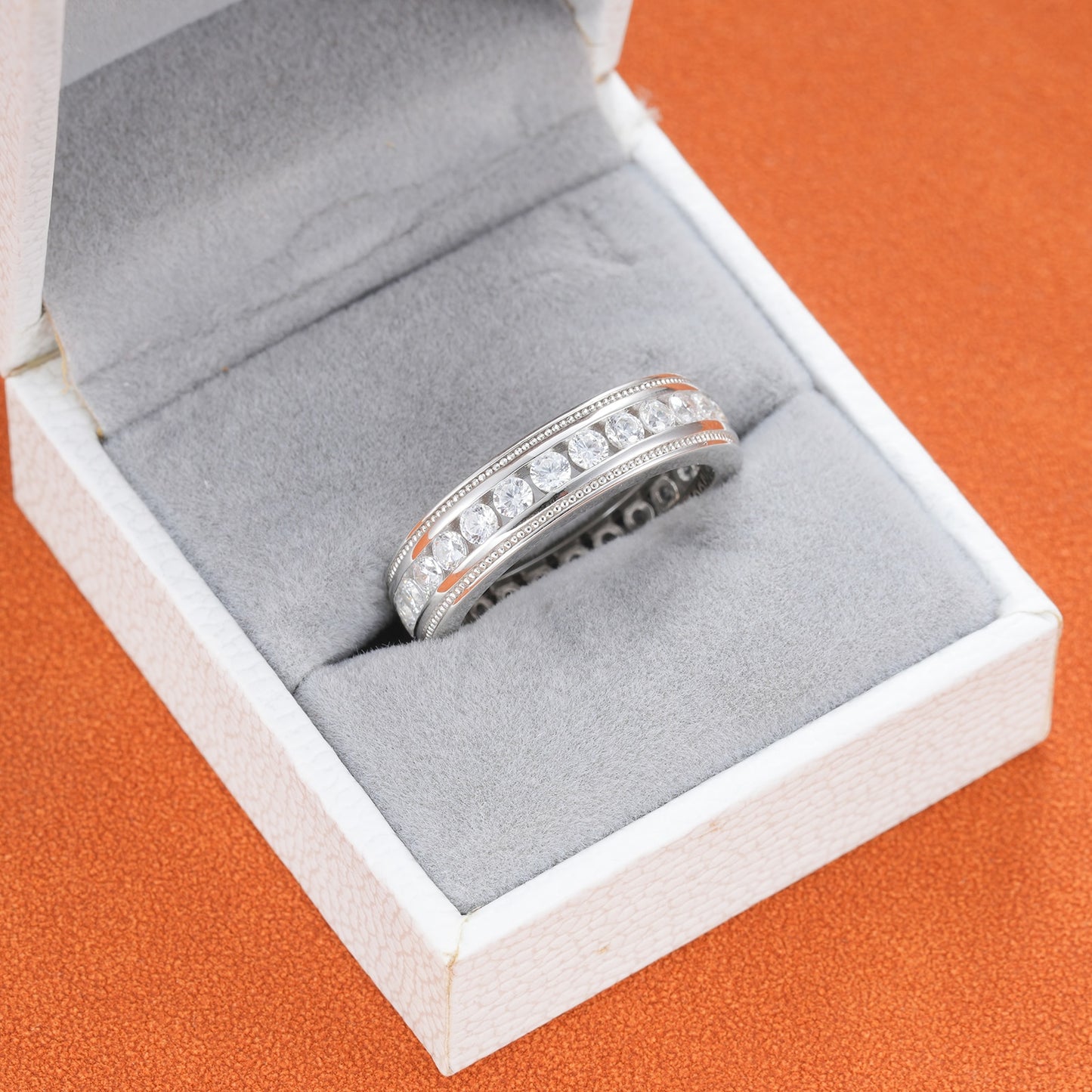 Newshe Genuine 925 Sterling Silver Wedding Rings for Men Brilliant Round Cut AAAAA Cubic Zircon Fine Jewelry Size 8-13