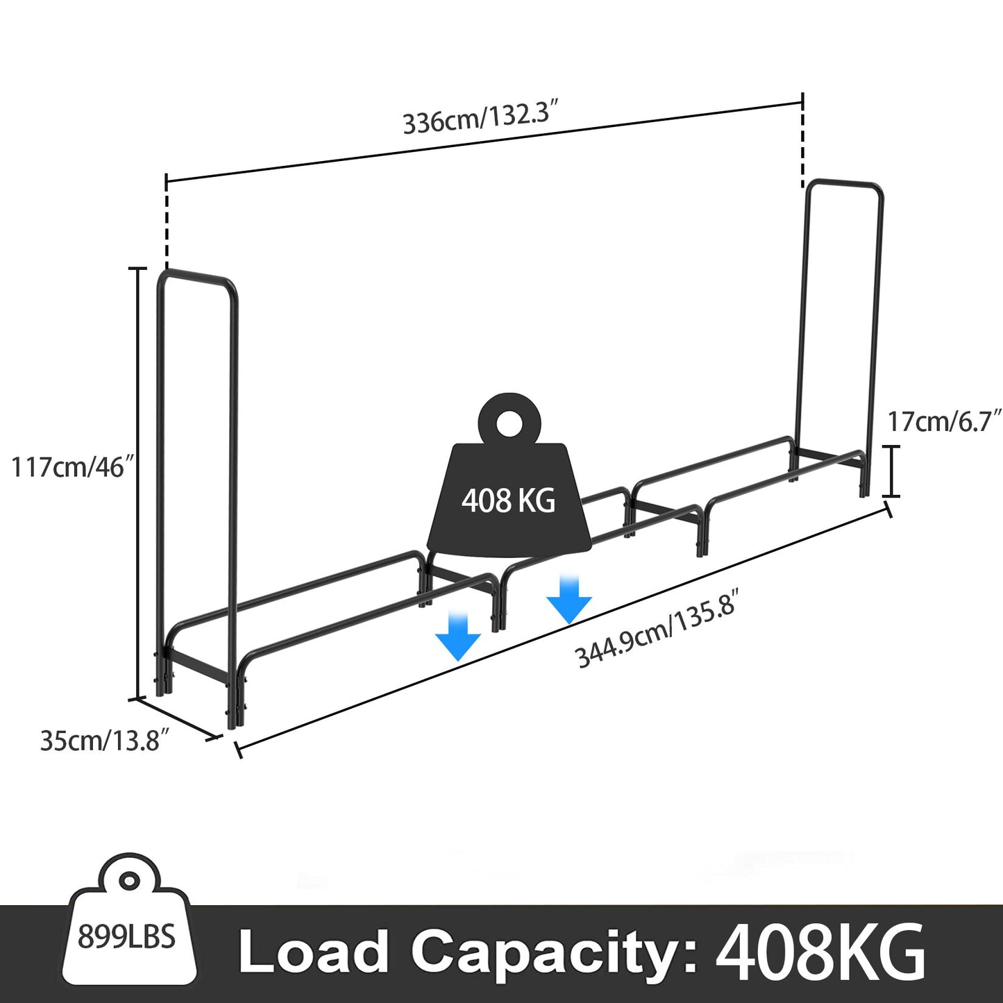 Outdoor Fire Wood Log Rack for Fireplace Heavy Duty Firewood Pile Storage Racks for Patio Deck Metal Log Holder Stand