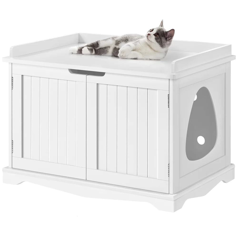 Wooden Cat Litter Box Furniture with Door, Espresso Cat Toys