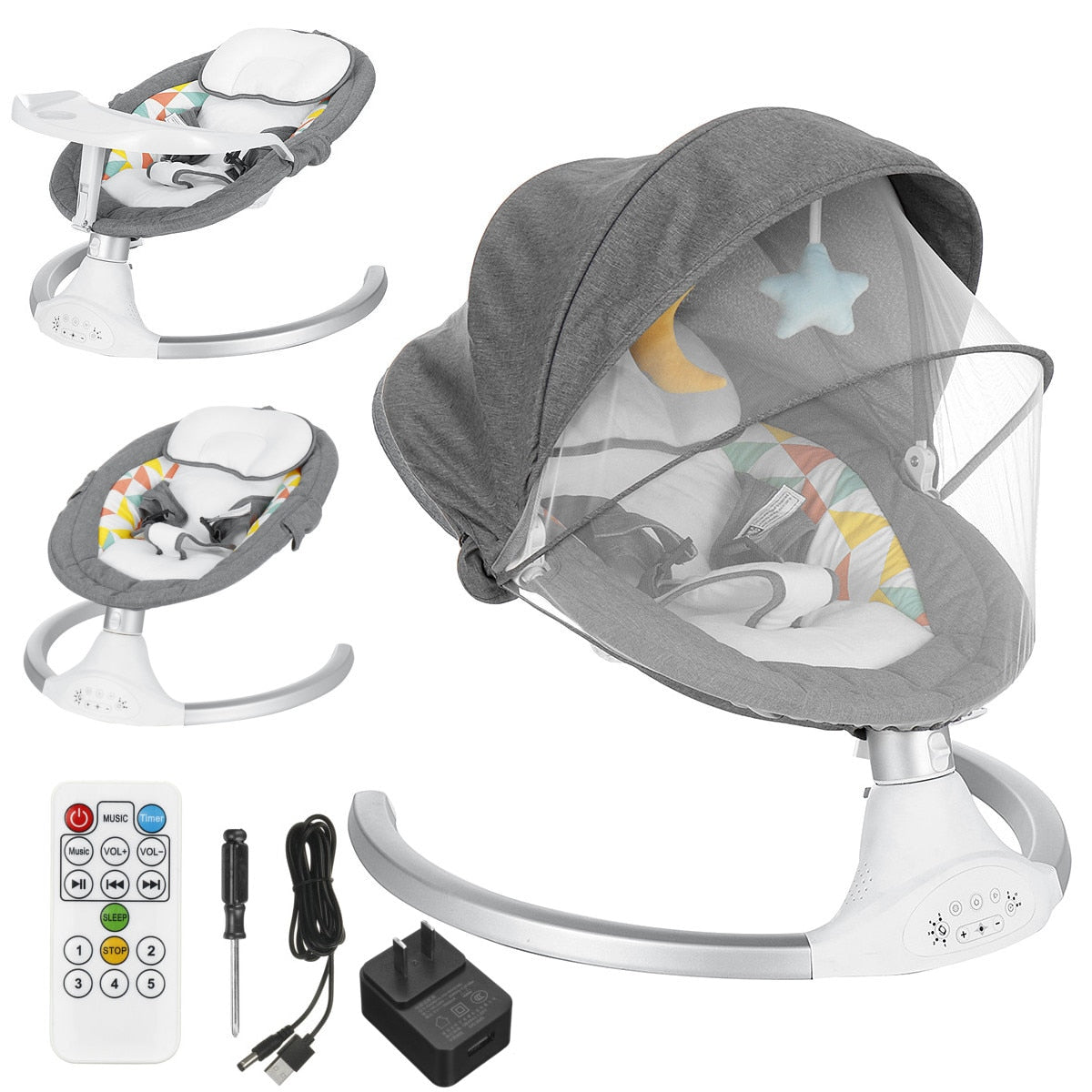 Electric Baby Swing Baby Lounger Chaise Longue for Baby Resting Chair Chair with bluetooth Music Remote Control Baby Cot