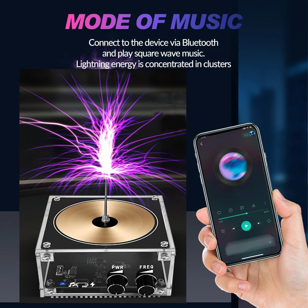 Tesla Coil Bluetooth-compatible Music Touchable Artificial Lightning Spark Toy Frequency Voltage Pulse Electric Arc Generator