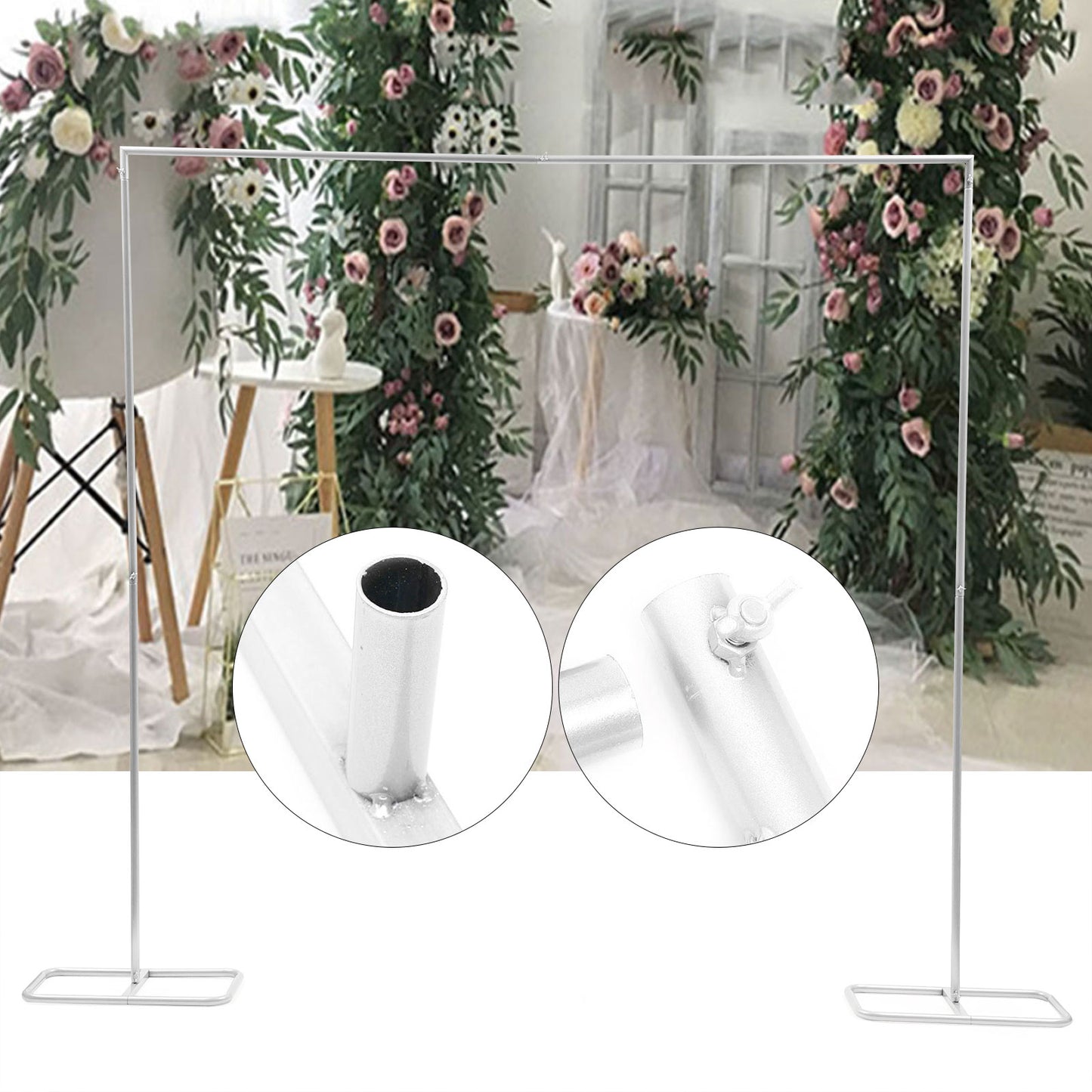 2*2.1m Wedding Arch Door Background Wrought Iron Decorative Props Flower Rack White