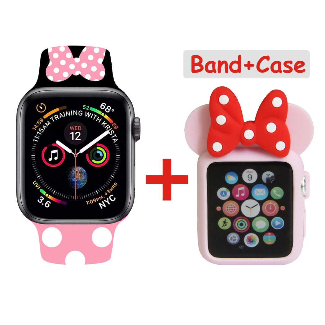 Cartoon Printing Bracelet for Apple Watch Band 44 40 41 45 38 42MM Belt for iWatch Series 7 6 SE 5 4 2 Girls Silicone Cute Strap