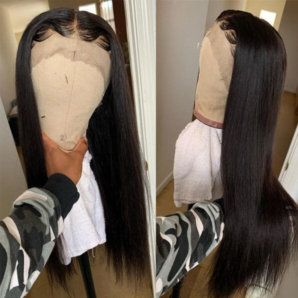 Lekker Bone Straight Transparent Lace Frontal Human Hair Wig For Women Pre Plucked Glueless Brazilian Remy Hair HD Lace Long Wig