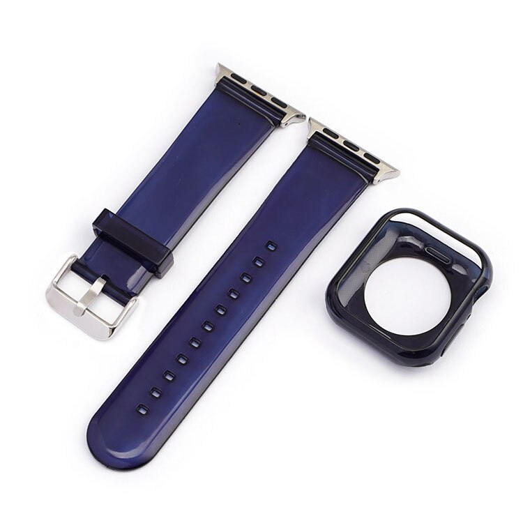 Silicone case strap for Apple Watch 7 38 40mm 44 42MM transparent clear gelly sports watchband for iwatch 6 SE 5 4 3 2 7 41 45MM