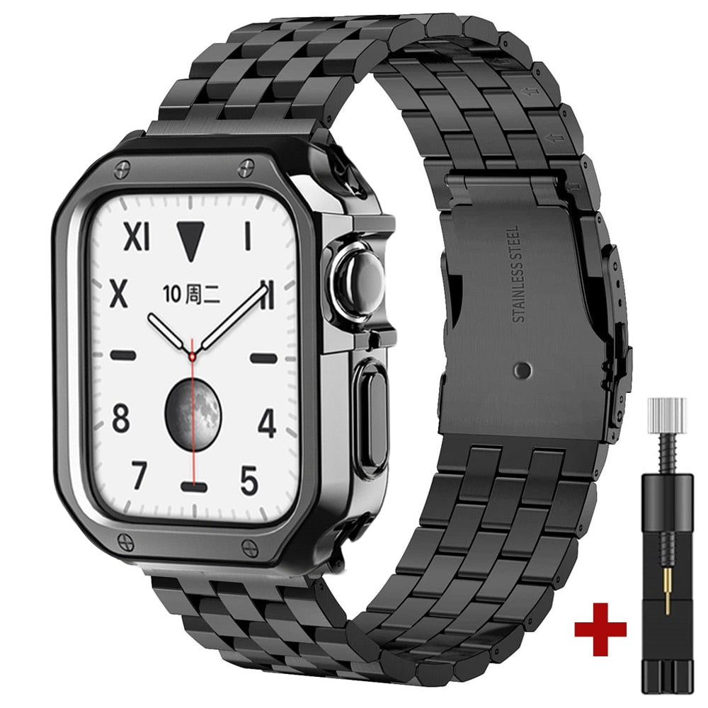 Luxury Metal Strap for Apple Watch Band Ultra 49mm 45mm 41mm 44 40mm Stainless Steel Bracelet 38mm 42 for iWatch 8 7 6 SE 5 4 3