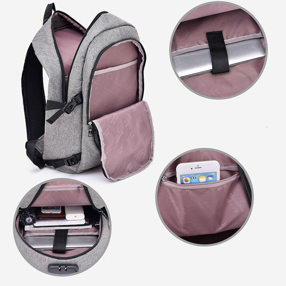 Usb Charging Large Capacity Men Women Backpack Laptop Waterproof Multifunctional Computer Bag Students Teen Schoolbag