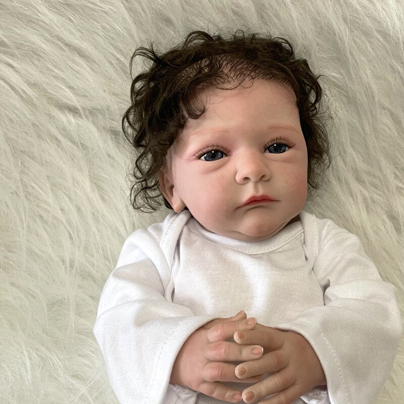 20 Inch 3D-Paint Skin Reborn Baby Doll Handmade High Quality Reborn Detailed Lifelike Hand-rooted Hair Doll Girls 19 Inch