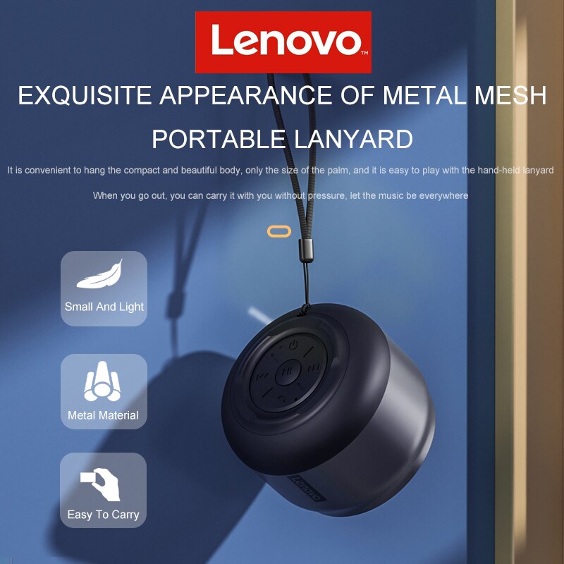 Lenovo K3 Mini Bluetooth Speaker Metal Heavy Bass Outdoor 5.0 Portable Wireless Audio Music Player Speakers 1200mAh Long Standby