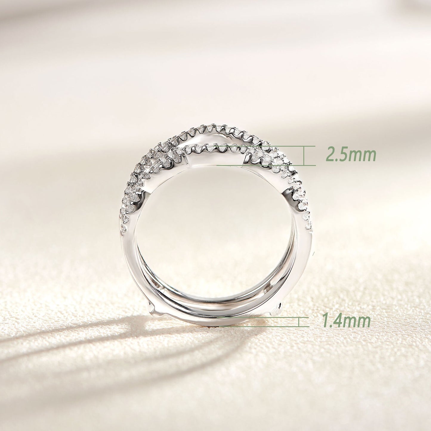 Newshe Genuine 925 Sterling Silver Adjustable Enhancer Wedding Ring for Her AAAAA CZ Engagement Rings Fine Jewelry