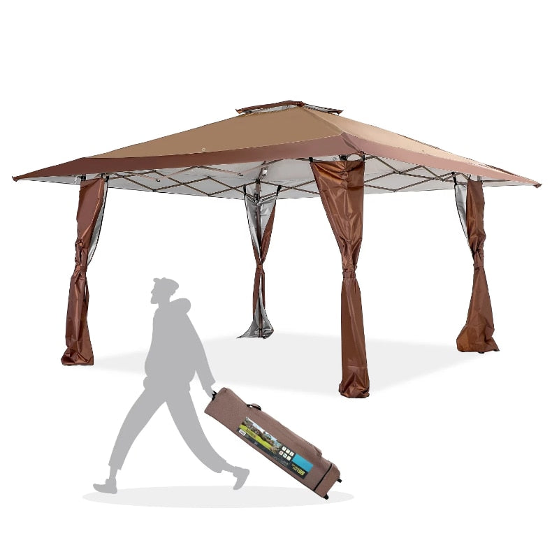 MF Studio 13 x 13ft  Canopy Tents Gazebo Shade Canopy for Outside, Party - BrownOutdoor awning sheds pergola