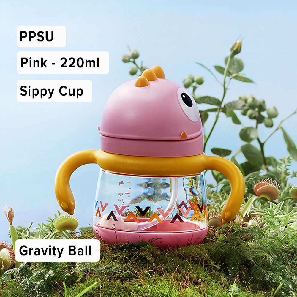 Bc Babycare 80/150/220/300ml Baby Straw Cups Kids Gravity Ball 360° Drinking Water Bottles Leak-proof Dinosaur Shape Handle Cup