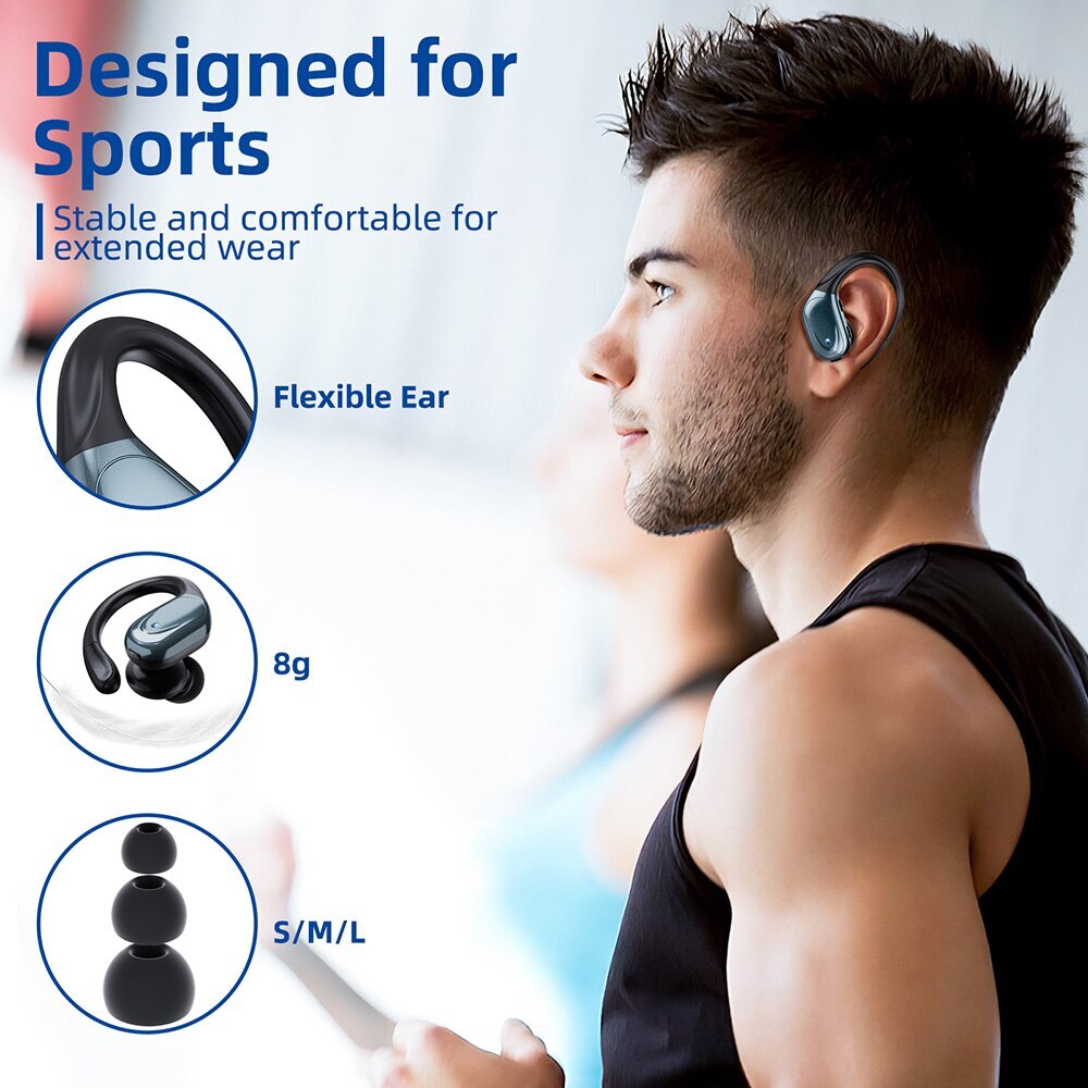 Weofly TWS Wireless Bluetooth Headphones For Sports 45H Playtime V5.3 HIFI Stereo Sound Earphones With Earhooks IPX5 Waterproof